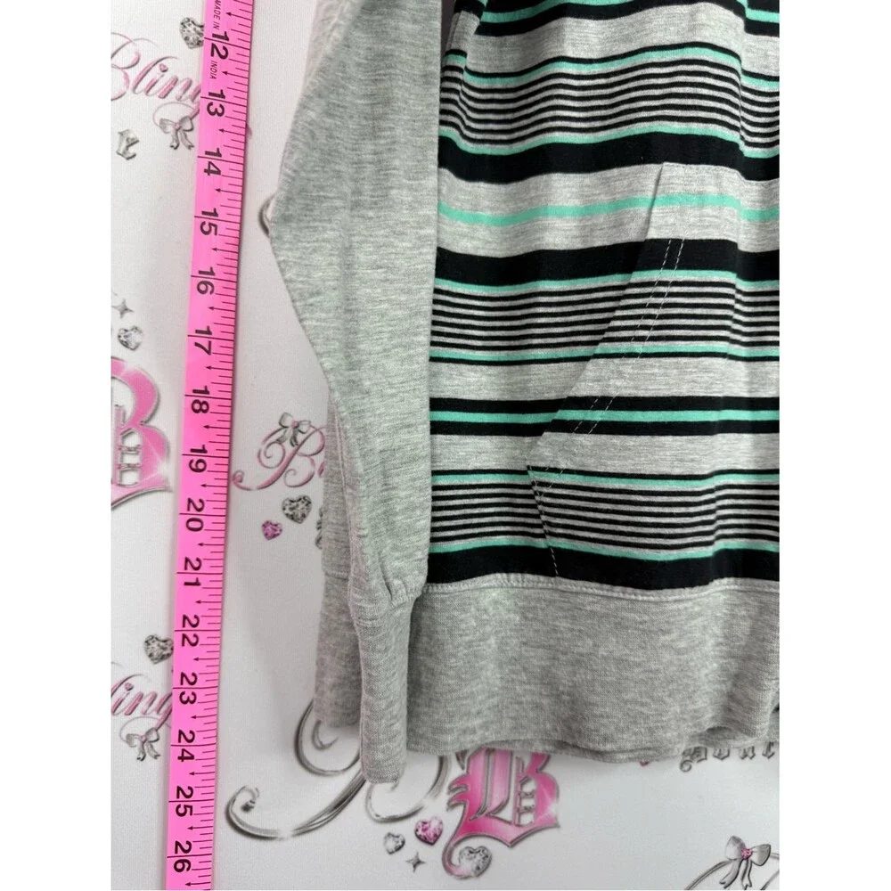 Nike sweater hoodie Grey, Black & Teal Striped Zip Hoodie with Neon Yellow Logo